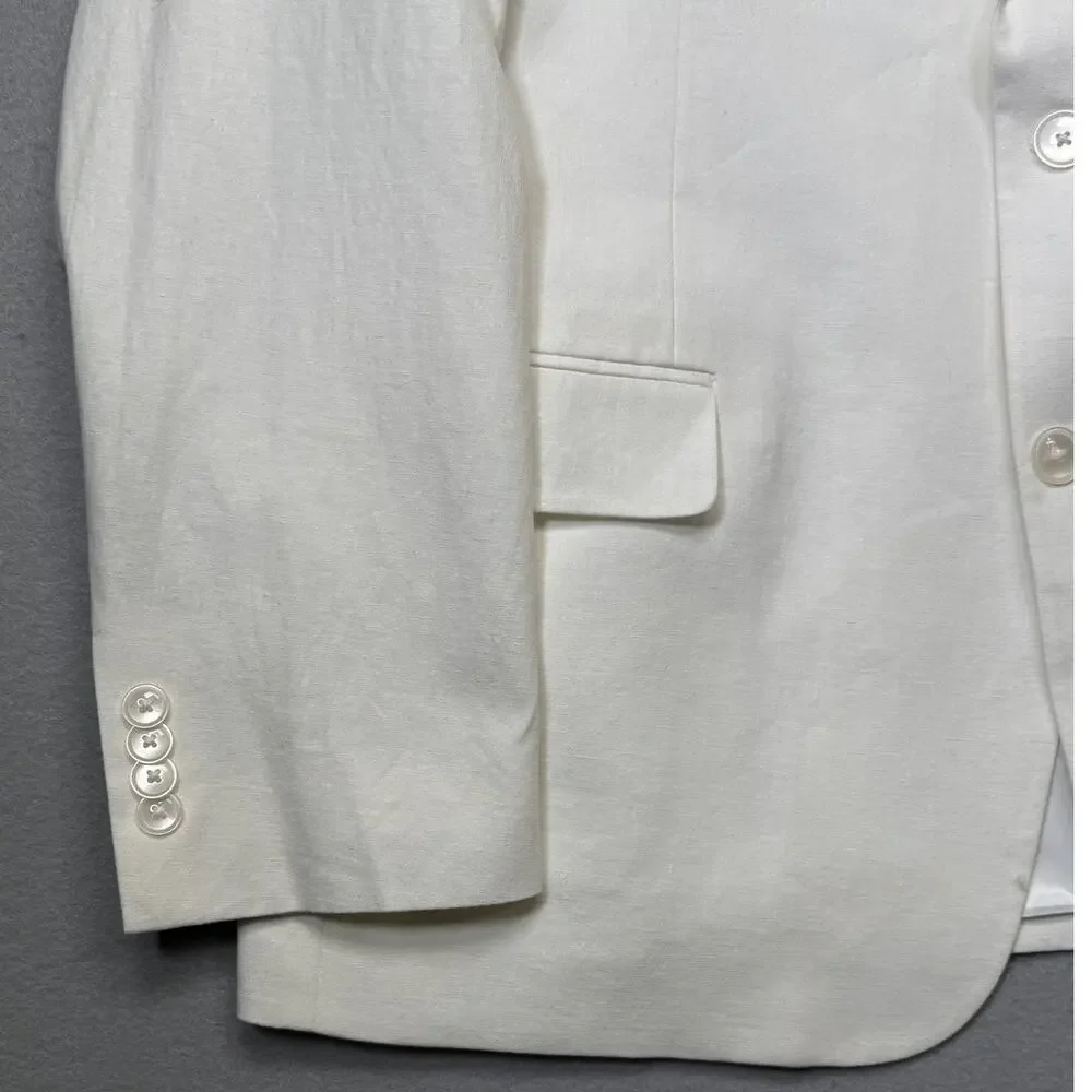Tommy Hilfiger Men's Modern-Fit 100% Linen Sport Coat white 46R $295
